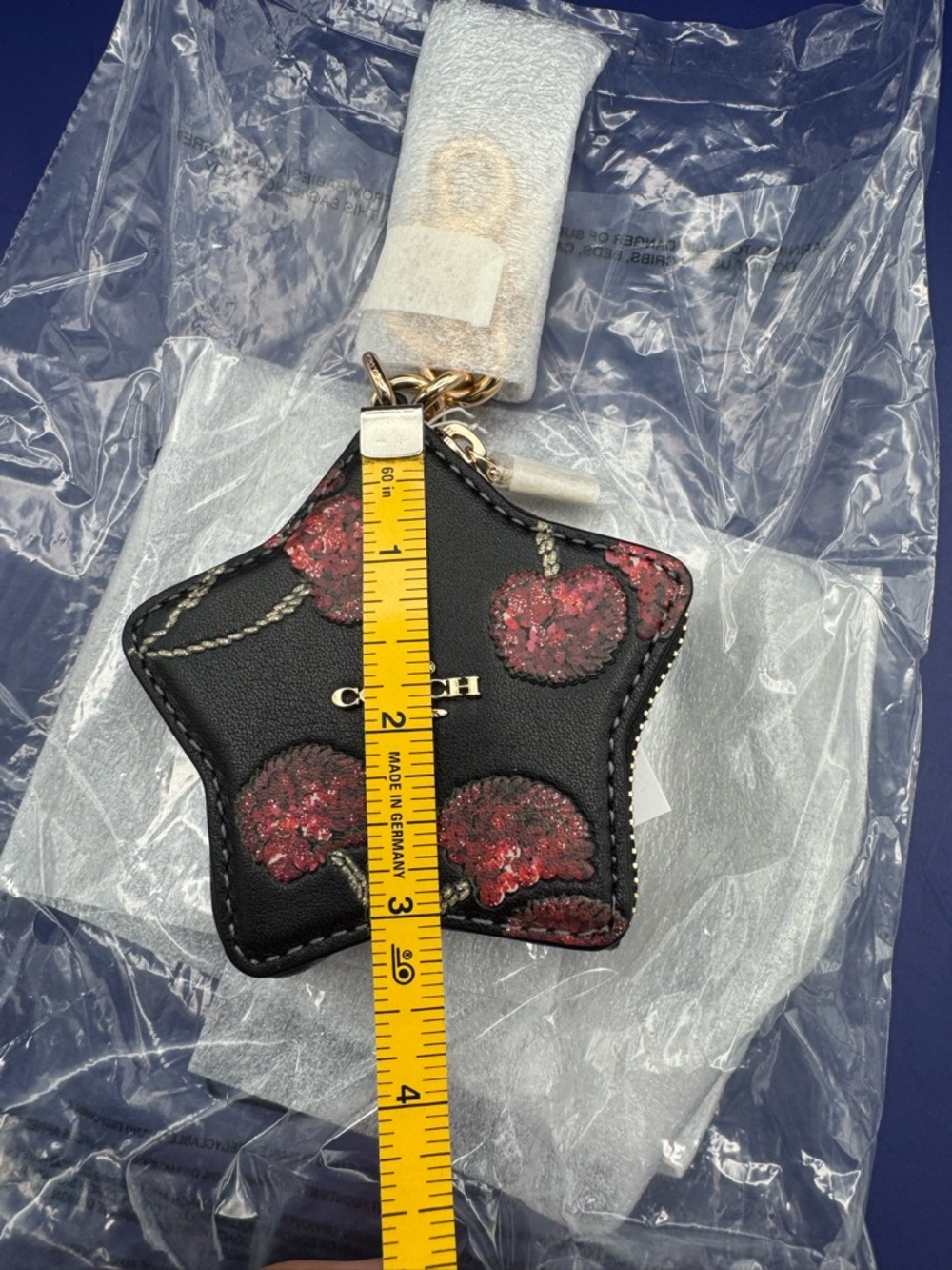 COACH Black Star Coin Case with Red Sequin Cherry Accents - Picture 4 of 4